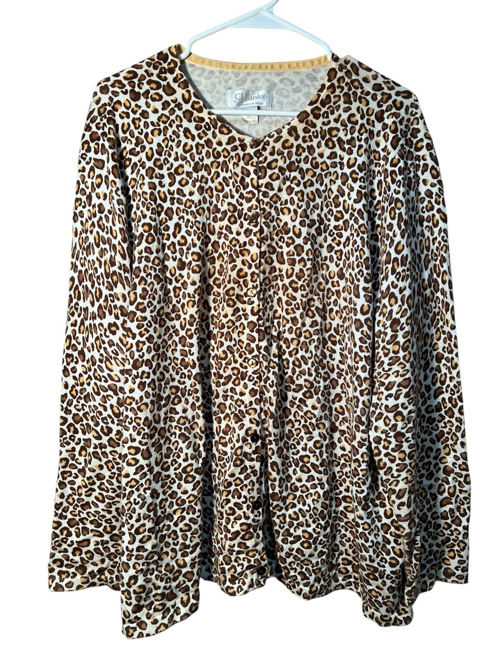 C.J. Banks by Christopher Banks Womens Plus Size 2X Cardigan Animal Print Button